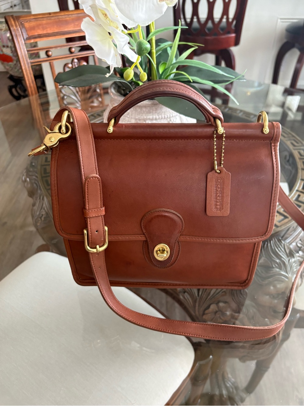 🤎🤎VINTAGE COACH BRITISH TAN WILLIS GLOVE TANNED LEATHER BAG!🤎🤎9927